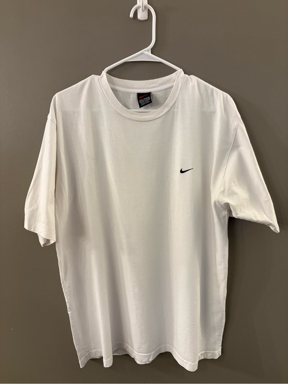 Nike White Crewneck T-Shirt with Black Swoosh
